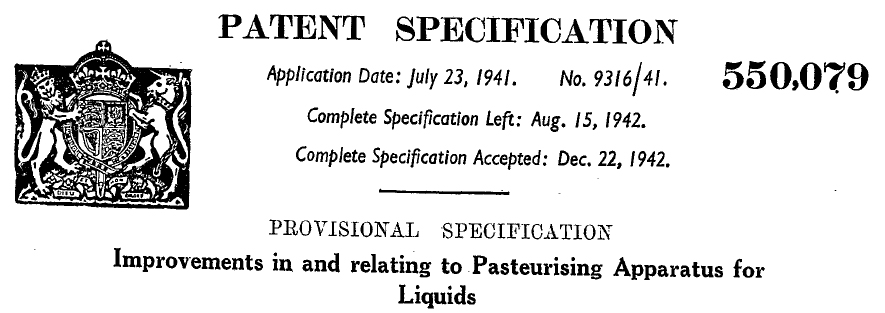 GB550079 (A) - Improvements in and relating to pasteurising apparatus for liquids